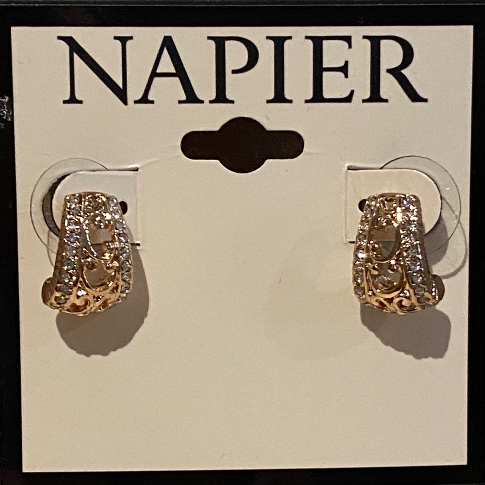 NWT Napier Gold and Crystal Post Earrings